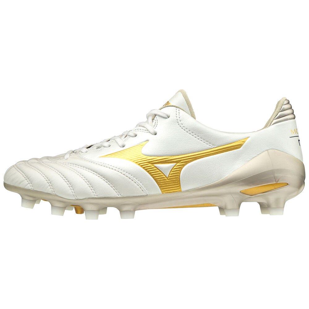 Men's Mizuno Football Boots White/Gold Morelia Neo II MD Shoes - P1GA205350